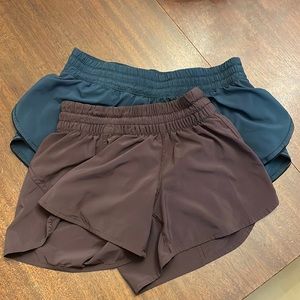 Set of two Lululemon running shorts size 6